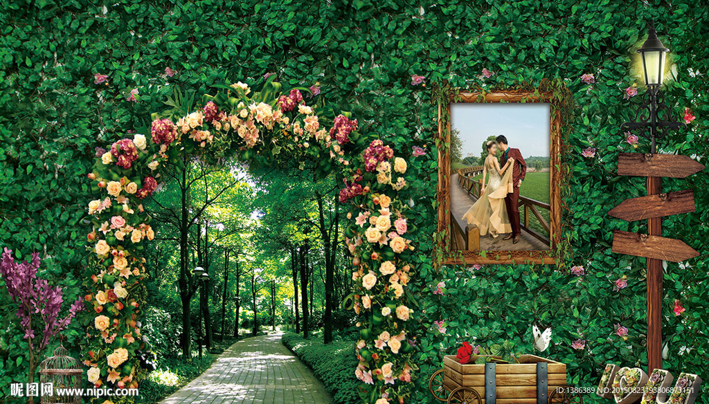 婚庆3D立体浪漫背景墙