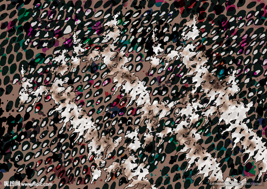 矢量印花蛇纹  豹纹点