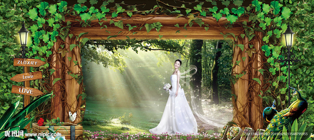 婚庆3D立体浪漫舞台背景墙