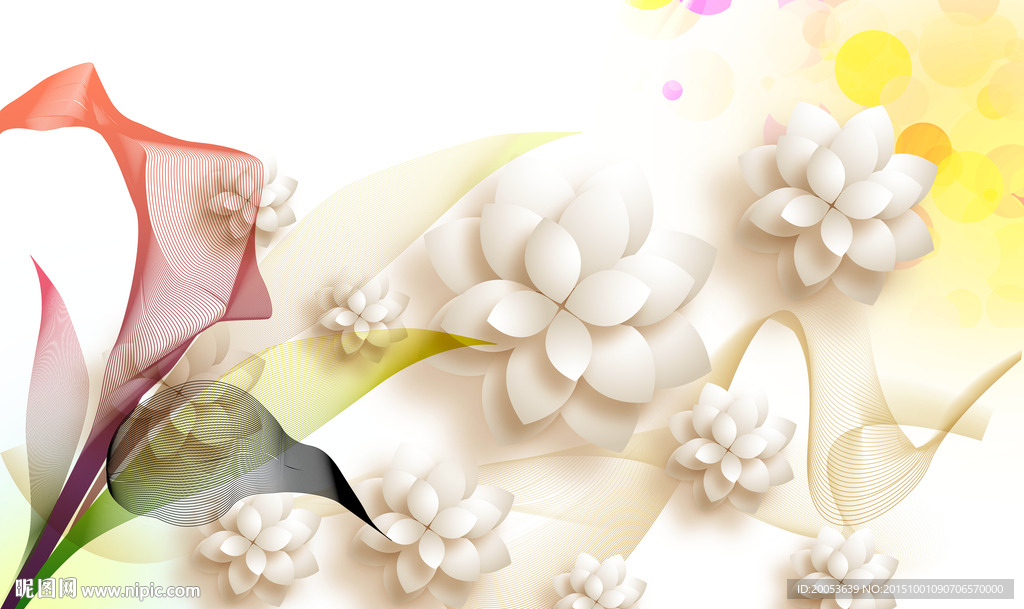 3d唯美线条马蹄莲电视背景墙