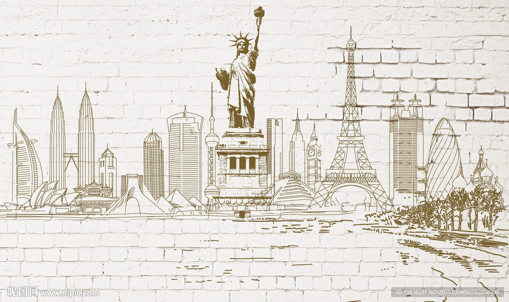 线条建筑背景墙