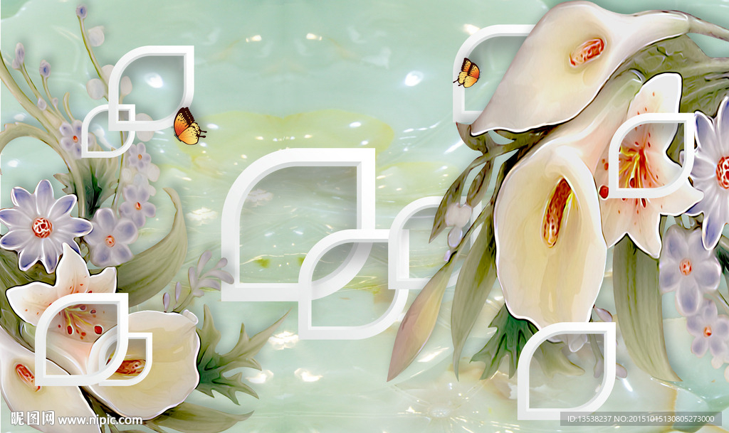 玉雕马蹄莲背景墙