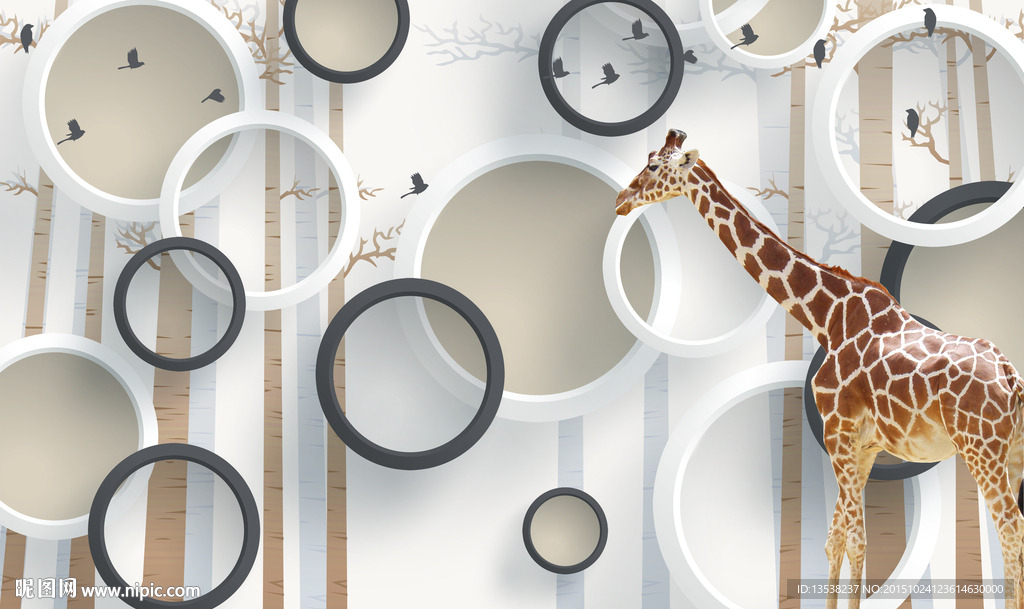 3D立体圆圈背景墙