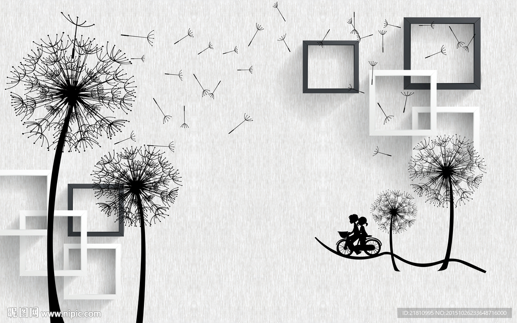 3D方格蒲公英分层图片