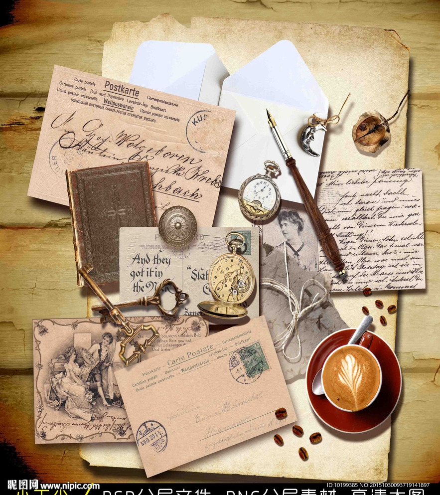 复古 信封 办公用品