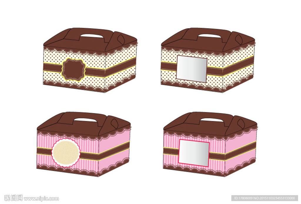 蛋糕手提包装盒设计效果图平面图