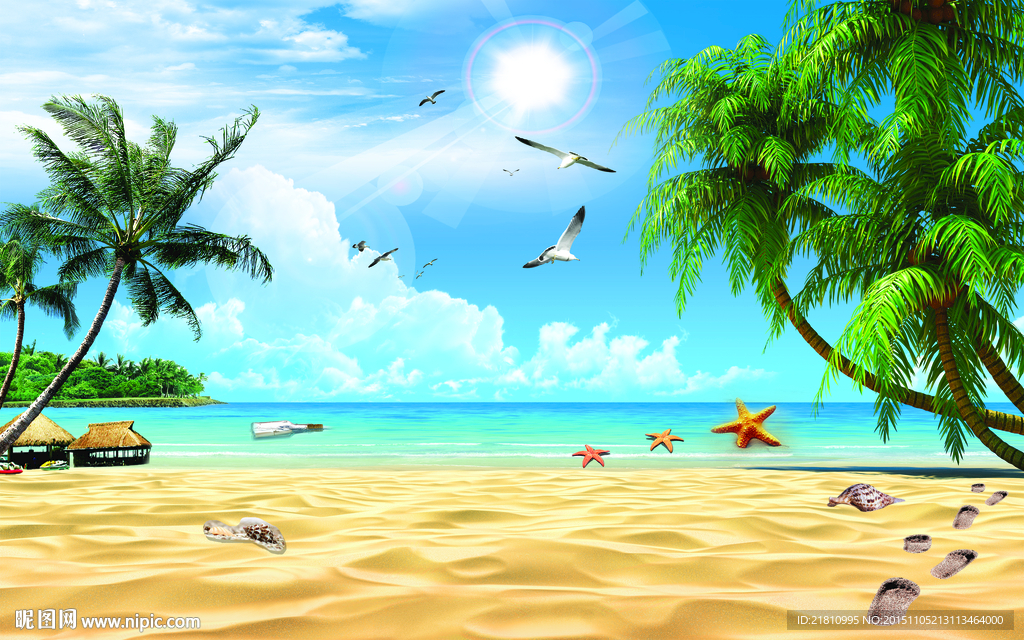 海边椰树分层图片