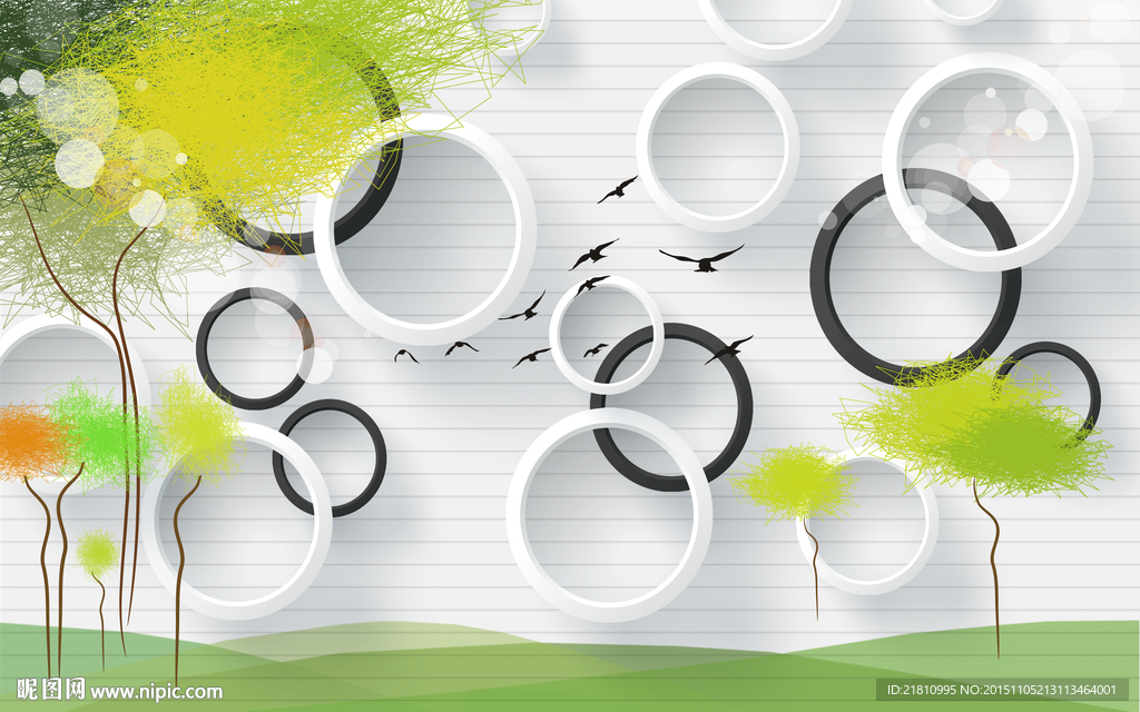 3D圆圈蒲公英分层图片