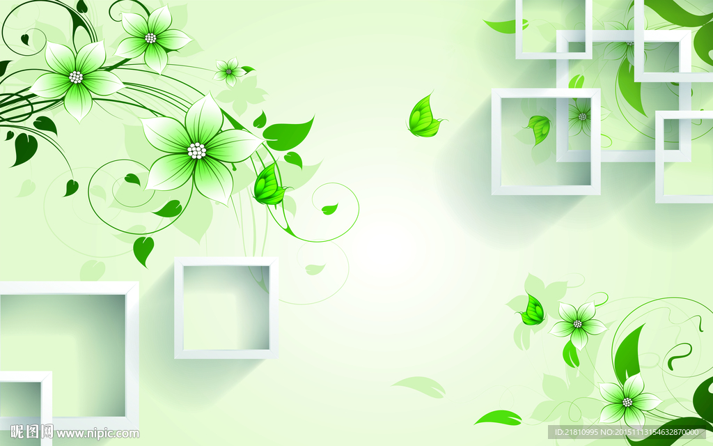 3D方格时尚花纹分层图片