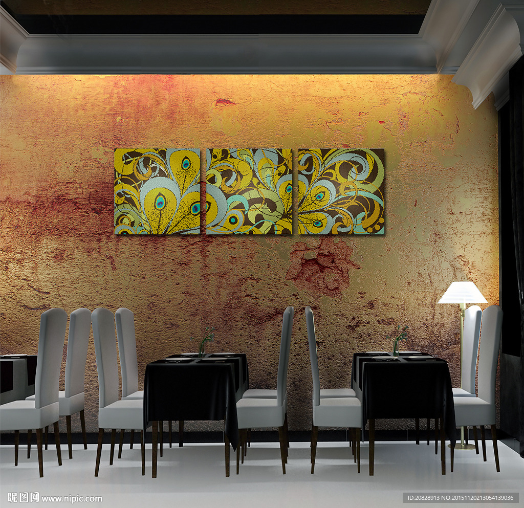 抽象孔雀翎花纹无框画