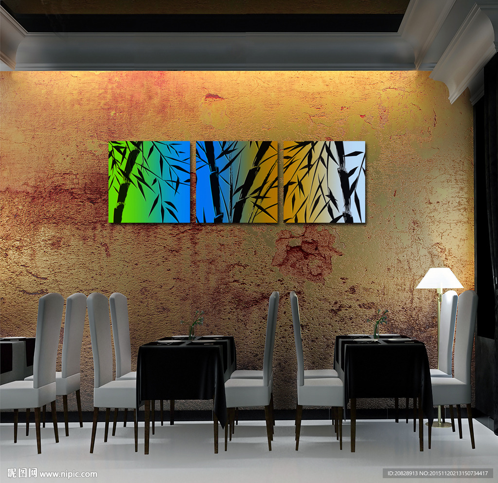 春夏秋冬水墨竹无框画