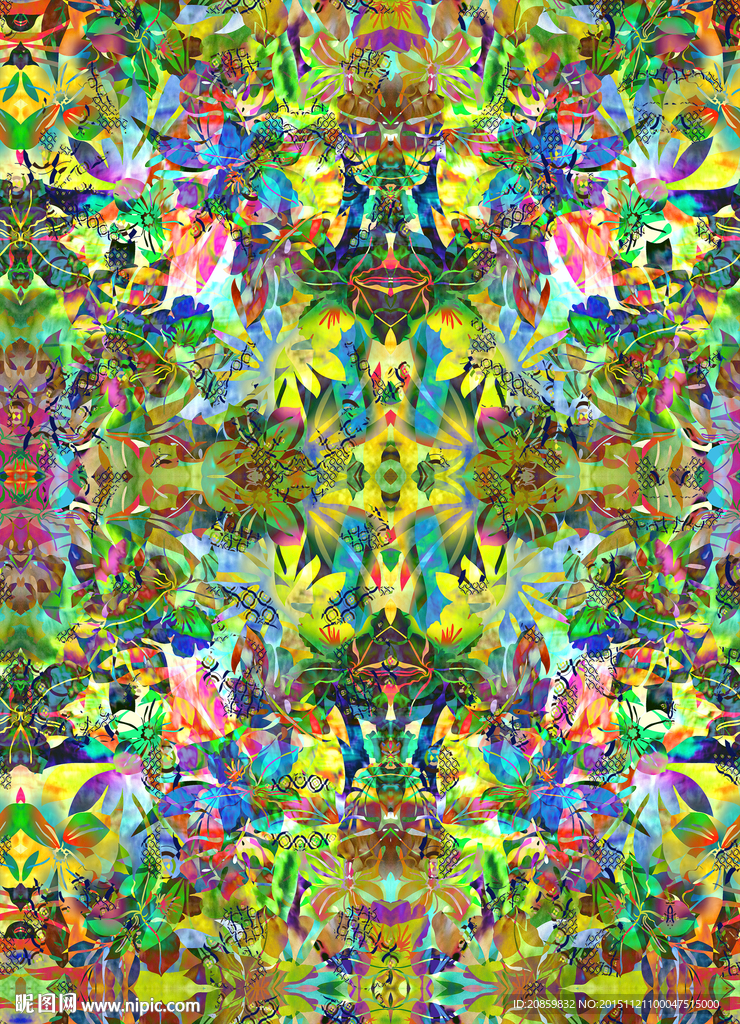 炫彩抽象花纹 水彩底纹 分层