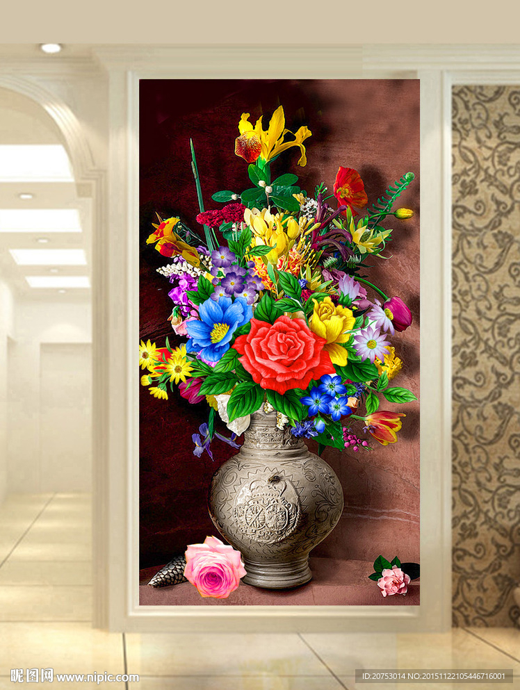 高档油画花卉玄关
