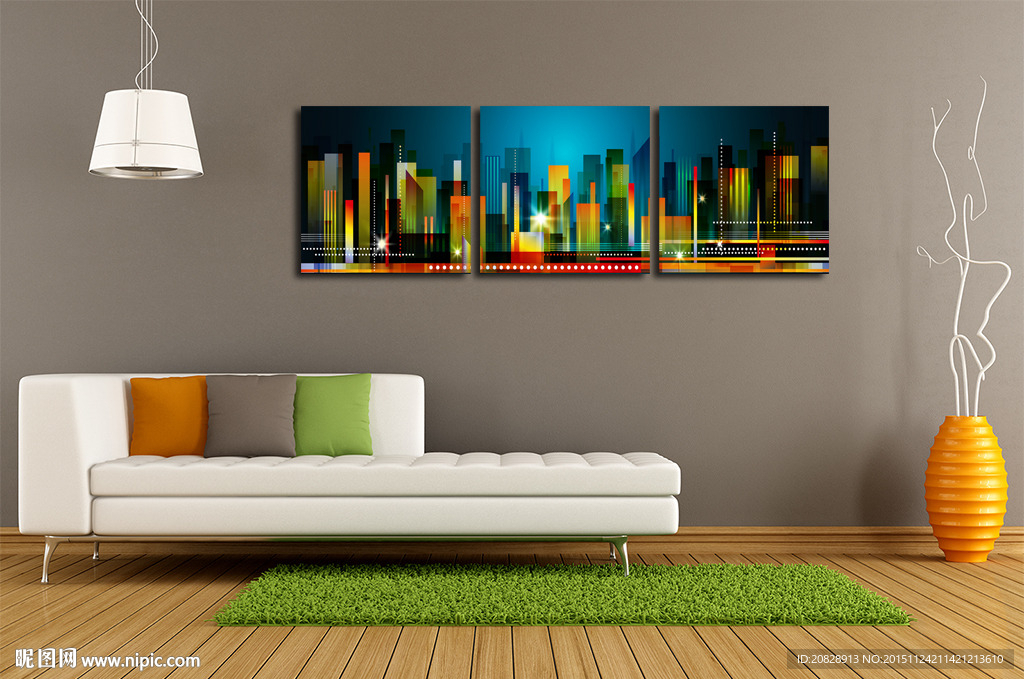 抽象城市剪影无框画