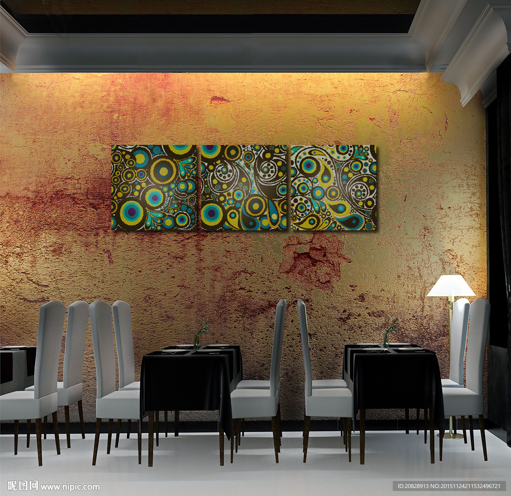 抽象孔雀翎无框画