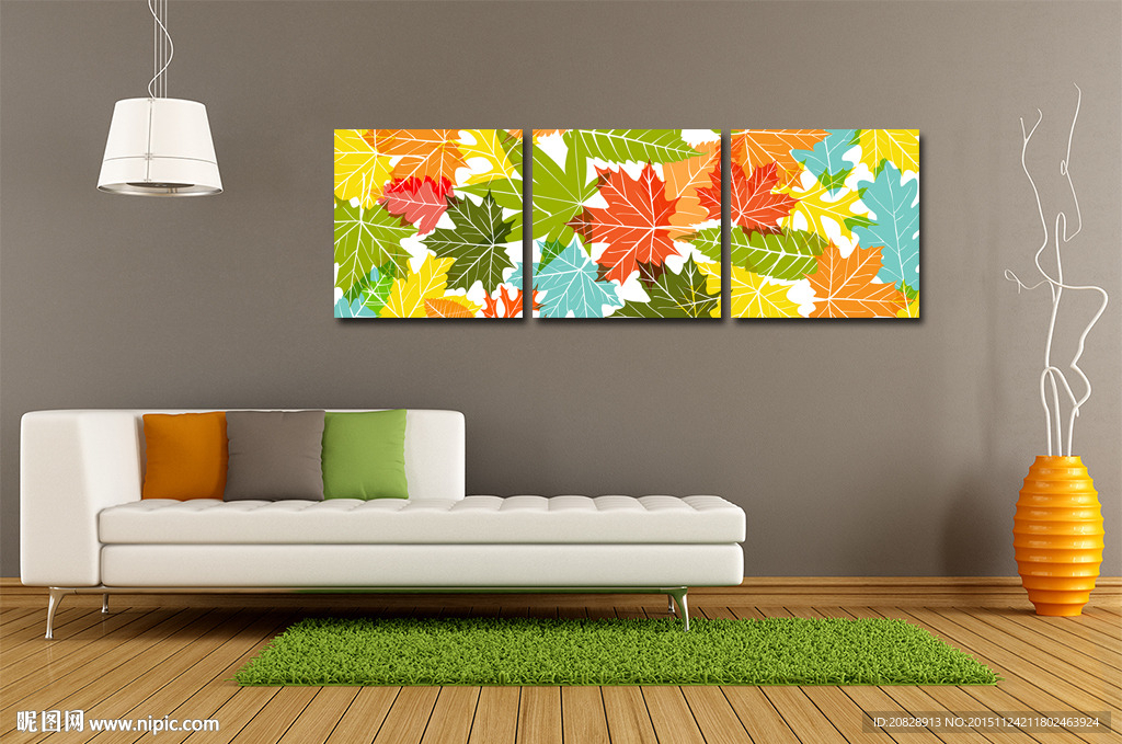 叠加叶子无框画