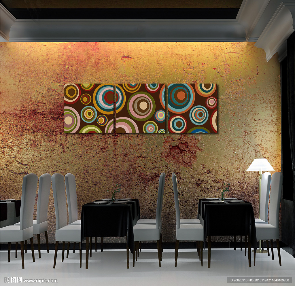 多彩同心圆无框画