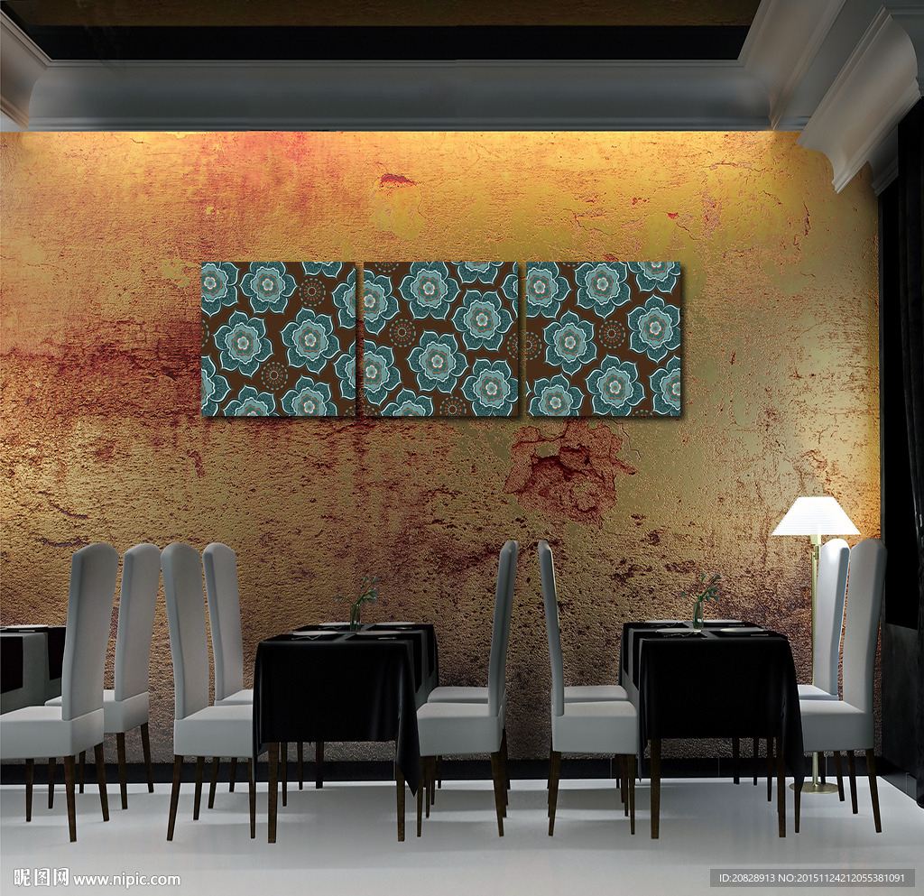 古典花纹图案无框画