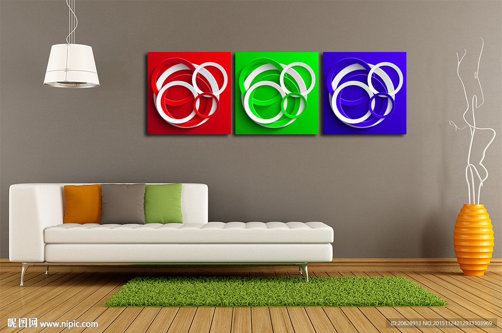 凌乱叠加圆环无框画