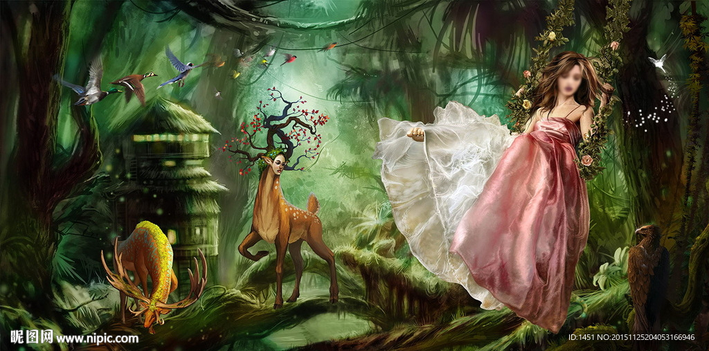 摇椅女神写真模版