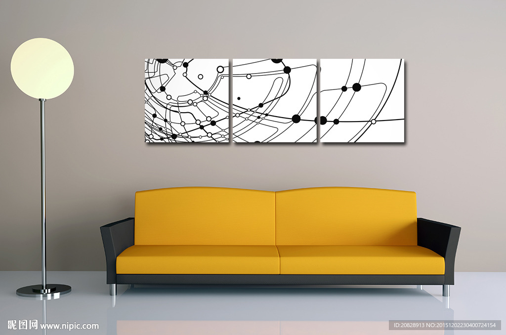 抽象科技黑白线条无框画