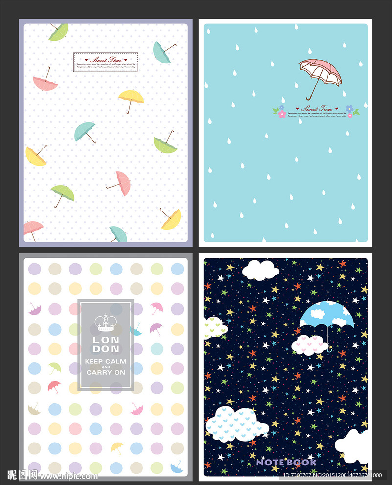 本子封面 矢量雨伞