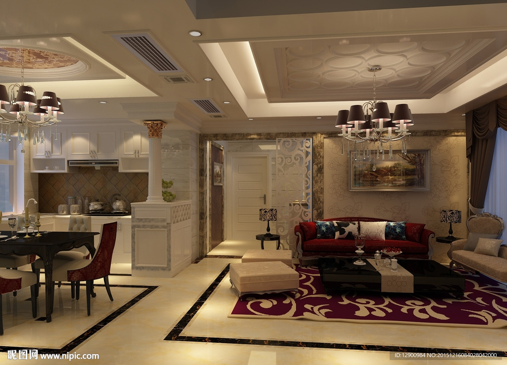 欧式客餐厅效果图