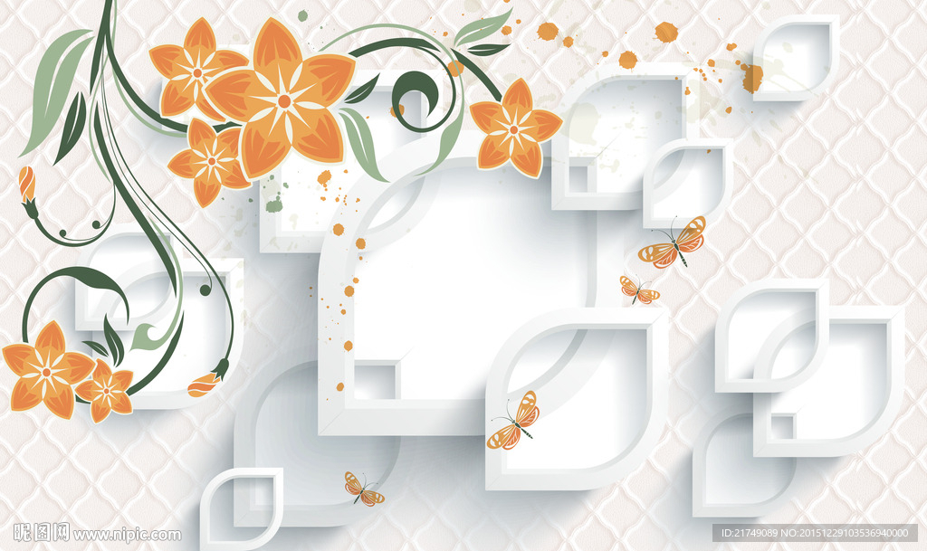 梦幻动感花藤蝴蝶3d圆圈立体