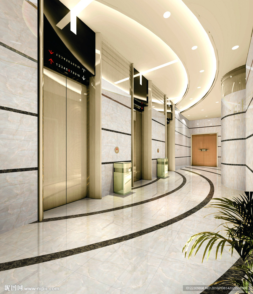 走廊 电梯间 瓷砖效果图