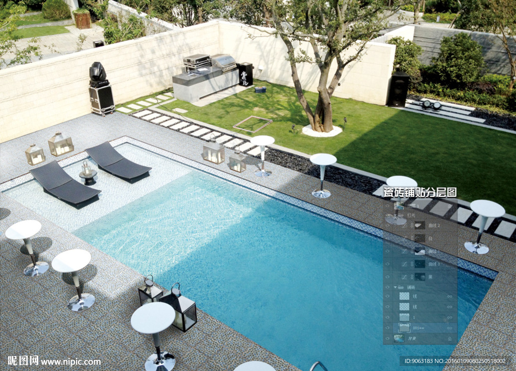 泳场瓷砖铺贴分层