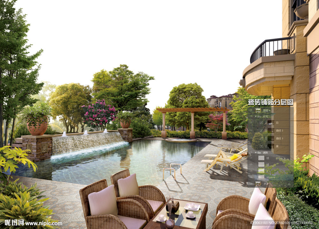 别墅瓷砖铺贴分层