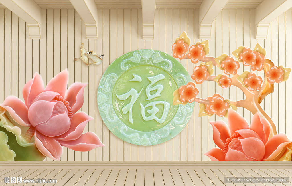 3D玉雕墙画背景墙