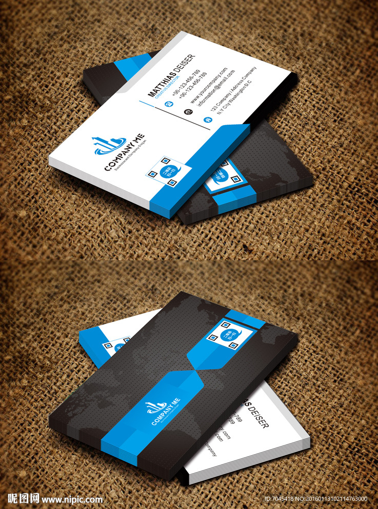 时尚蓝色简约商务大气名片