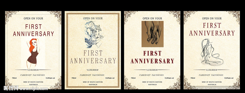 欧式酒标 红酒标贴