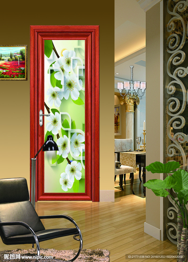 移门平开 室内效果铝合金门图册