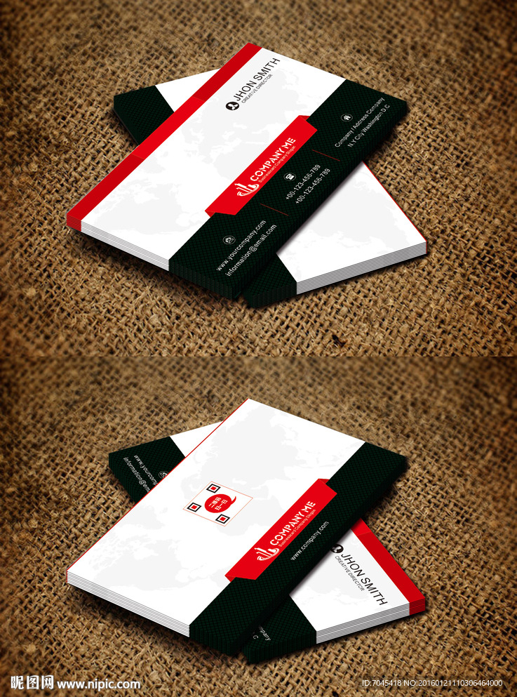红黑简约欧式商务名片图片