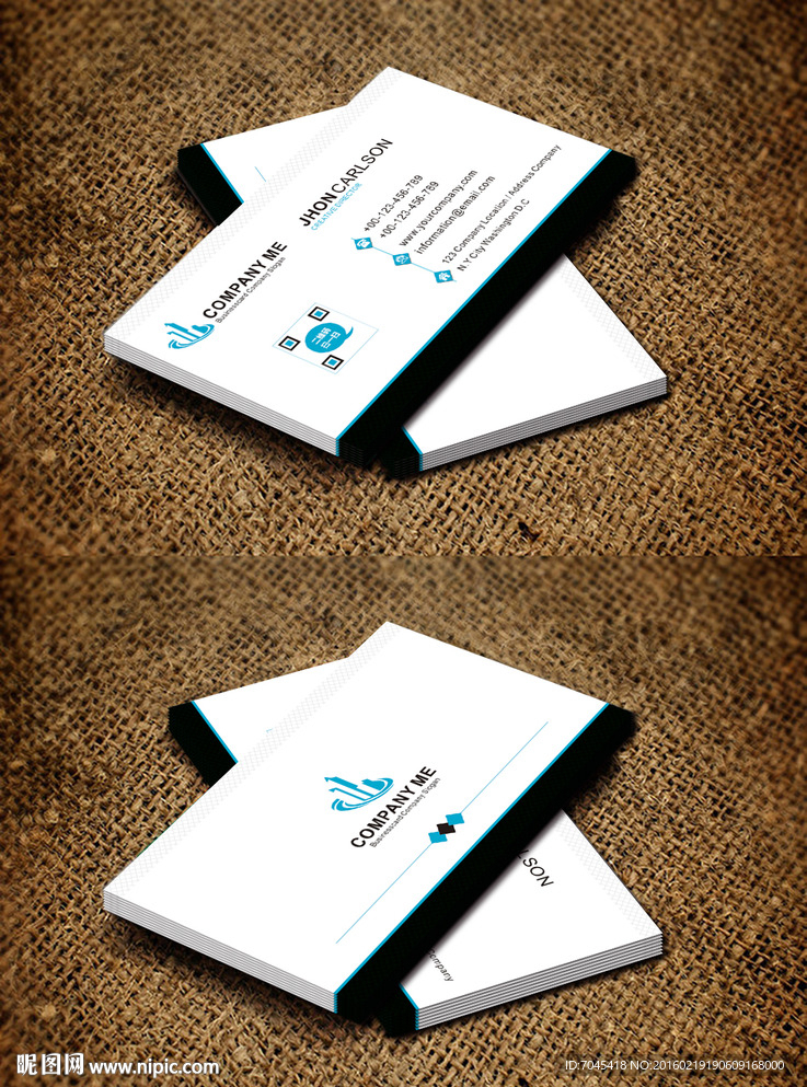 大气精致蓝色商业名片模板