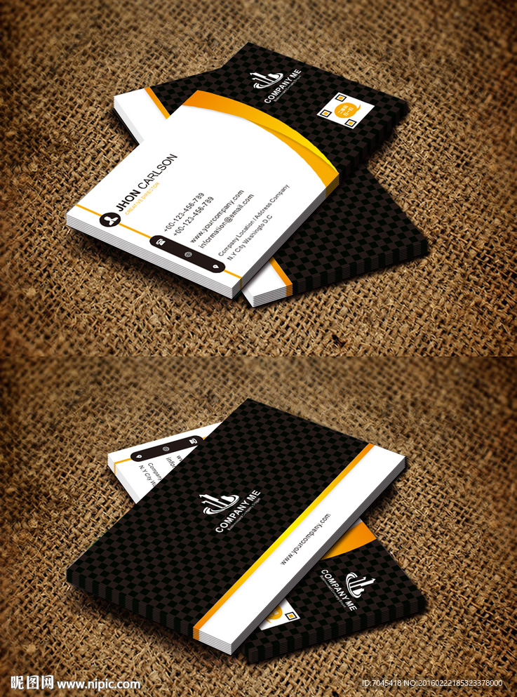 极简黄黑商务范名片模板