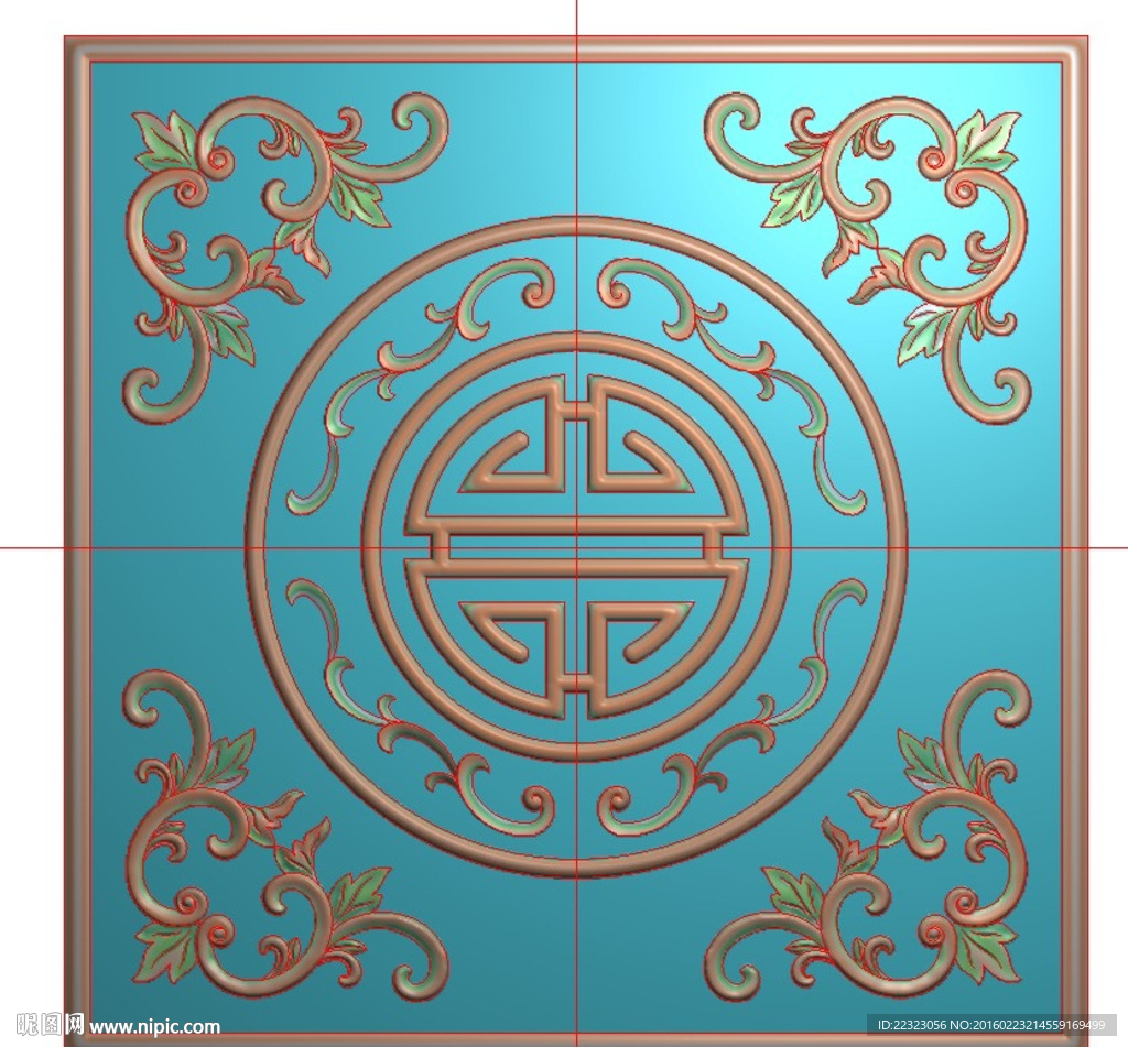 方形沙发洋花角花福寿图精雕灰度