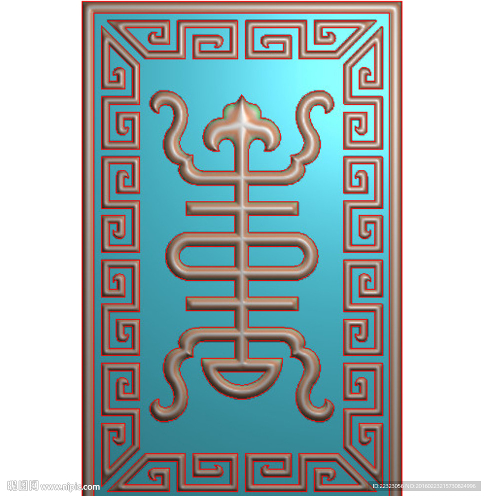 万字回纹边框福寿图寿字背板精雕