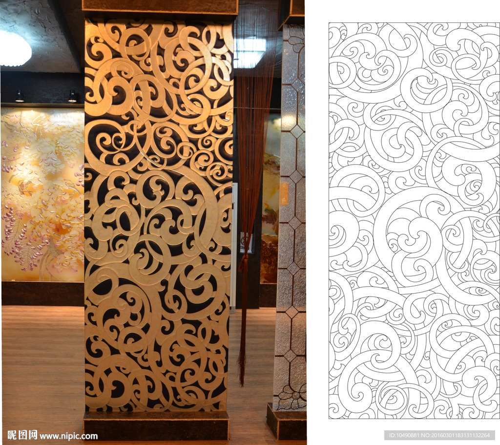 艺术玻璃 隔断 背景墙 矢量图