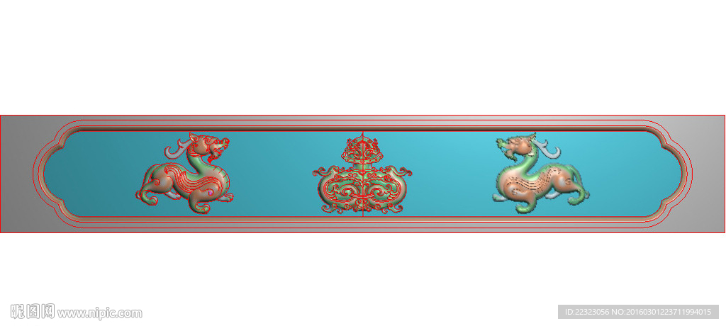 瑞兽双貔貅背板精雕浮雕灰度雕刻