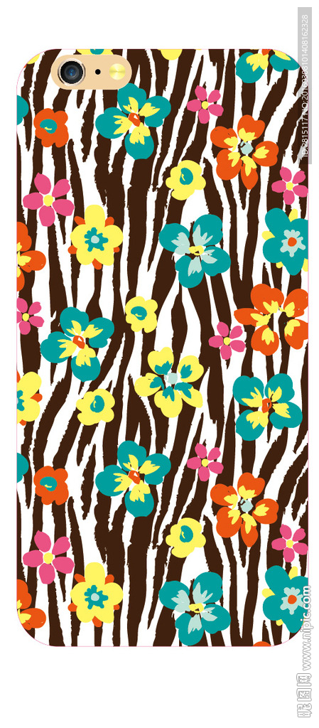 时尚彩色斑马纹手机壳图案