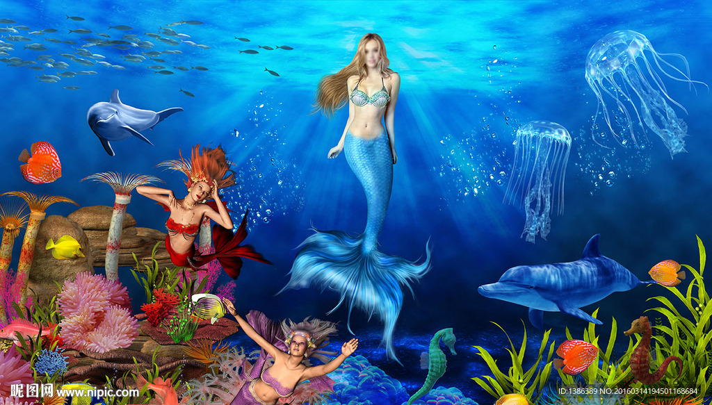 海底世界美人鱼婚庆婚礼写真背景