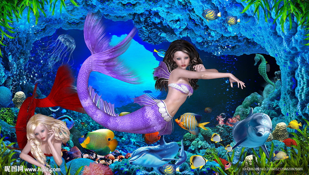 唯美海底世界美人鱼婚礼婚庆写真