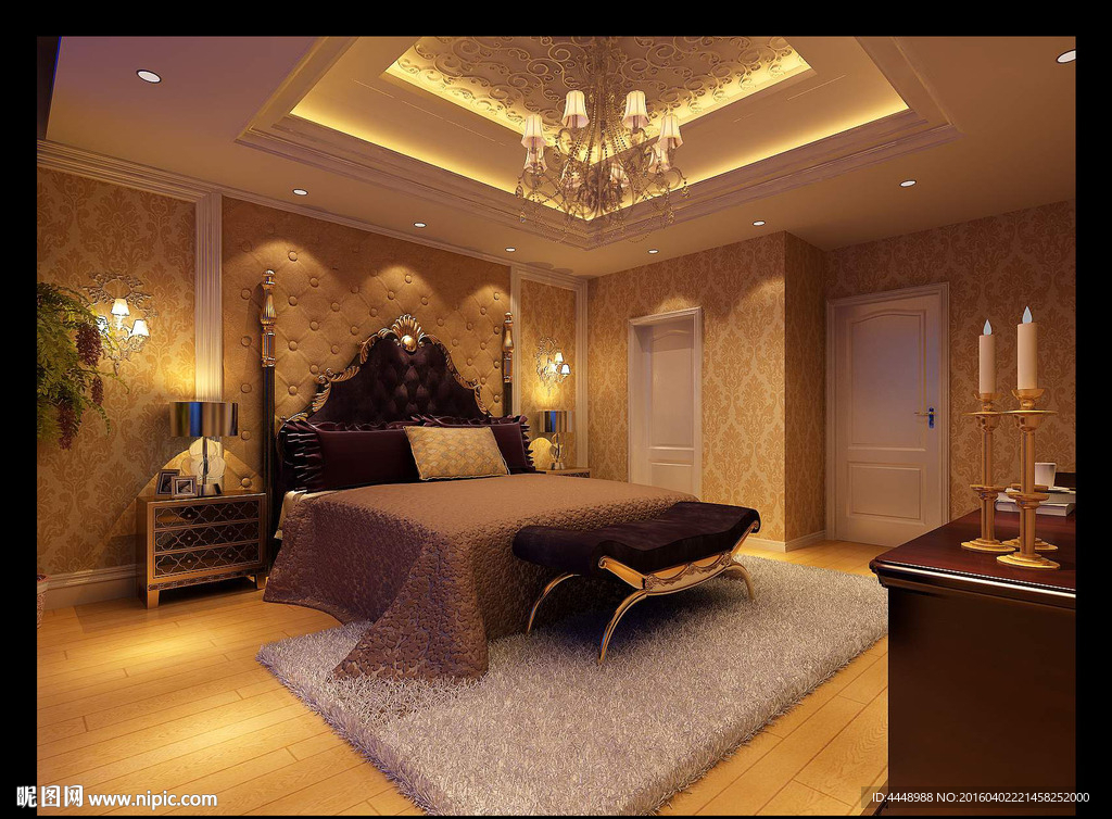 豪华欧式卧室效果图