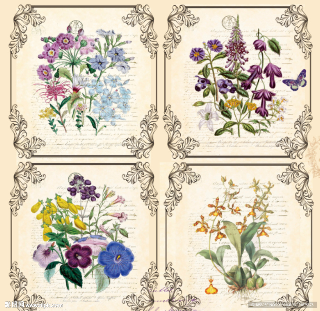 装饰画 无框画  欧美花纹