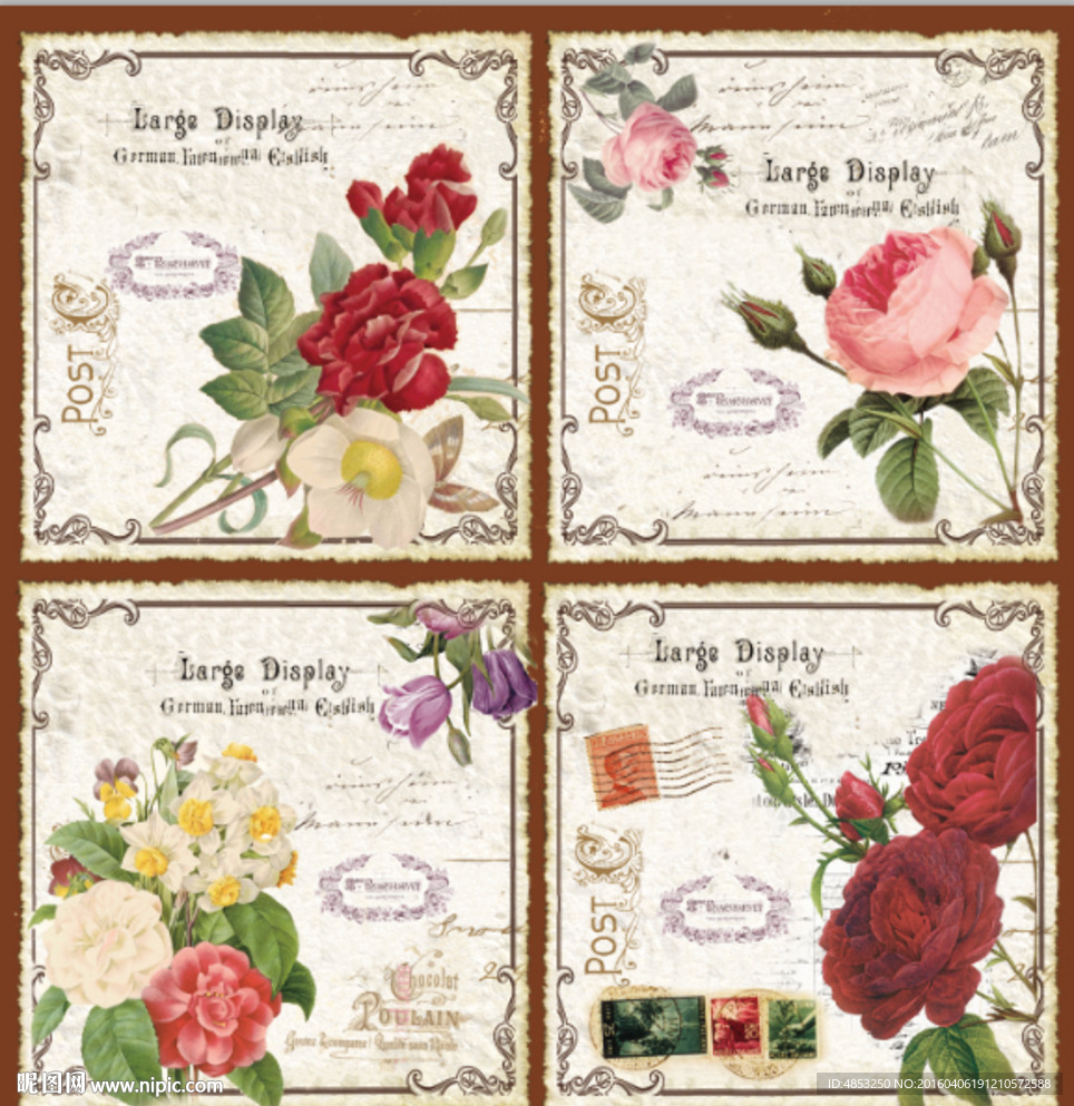 装饰画 无框画  欧美花纹