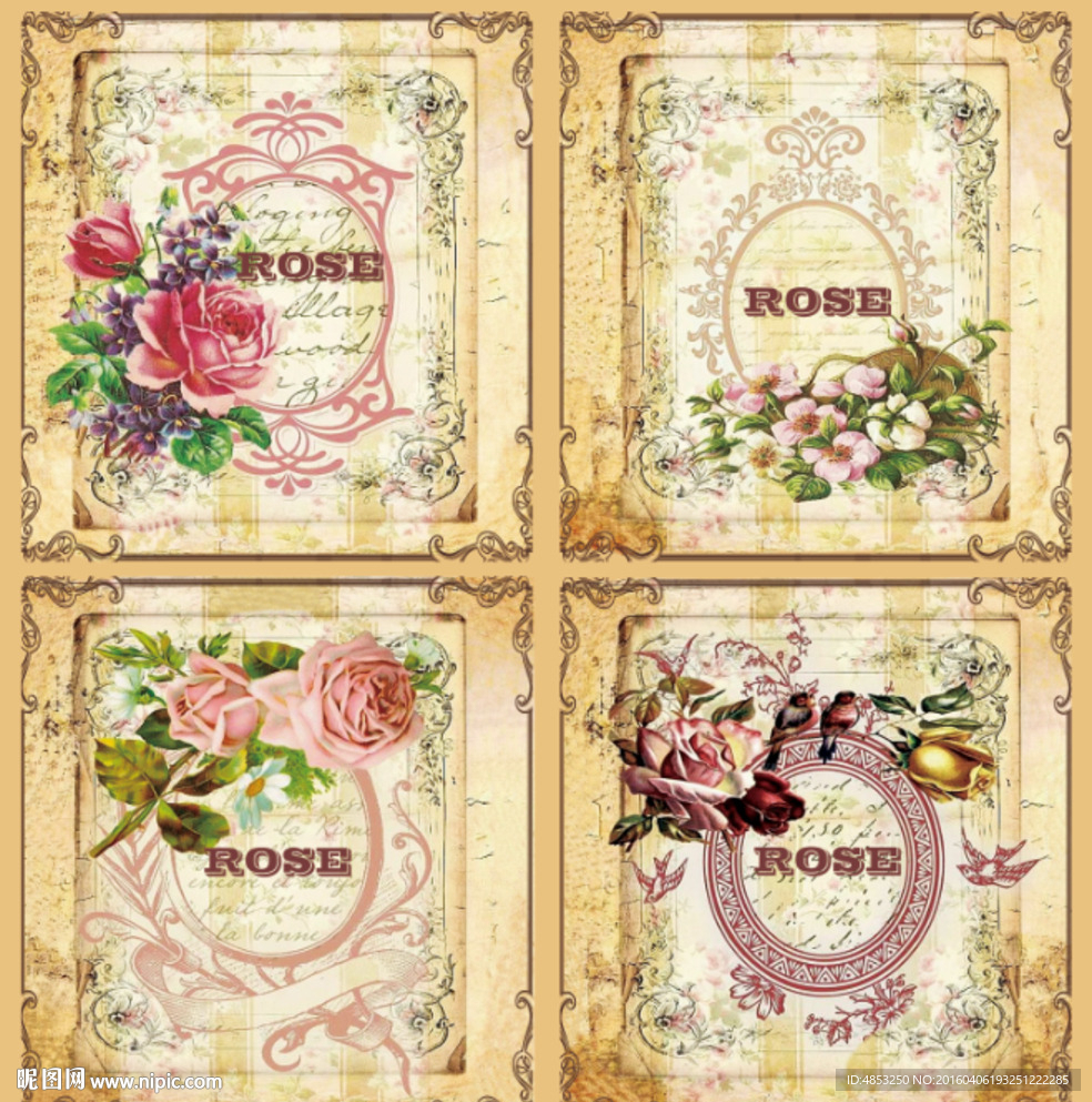 装饰画 无框画  欧美花纹