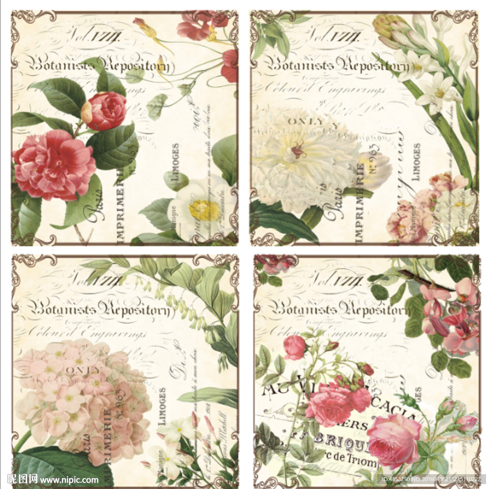 装饰画 无框画  欧美花纹